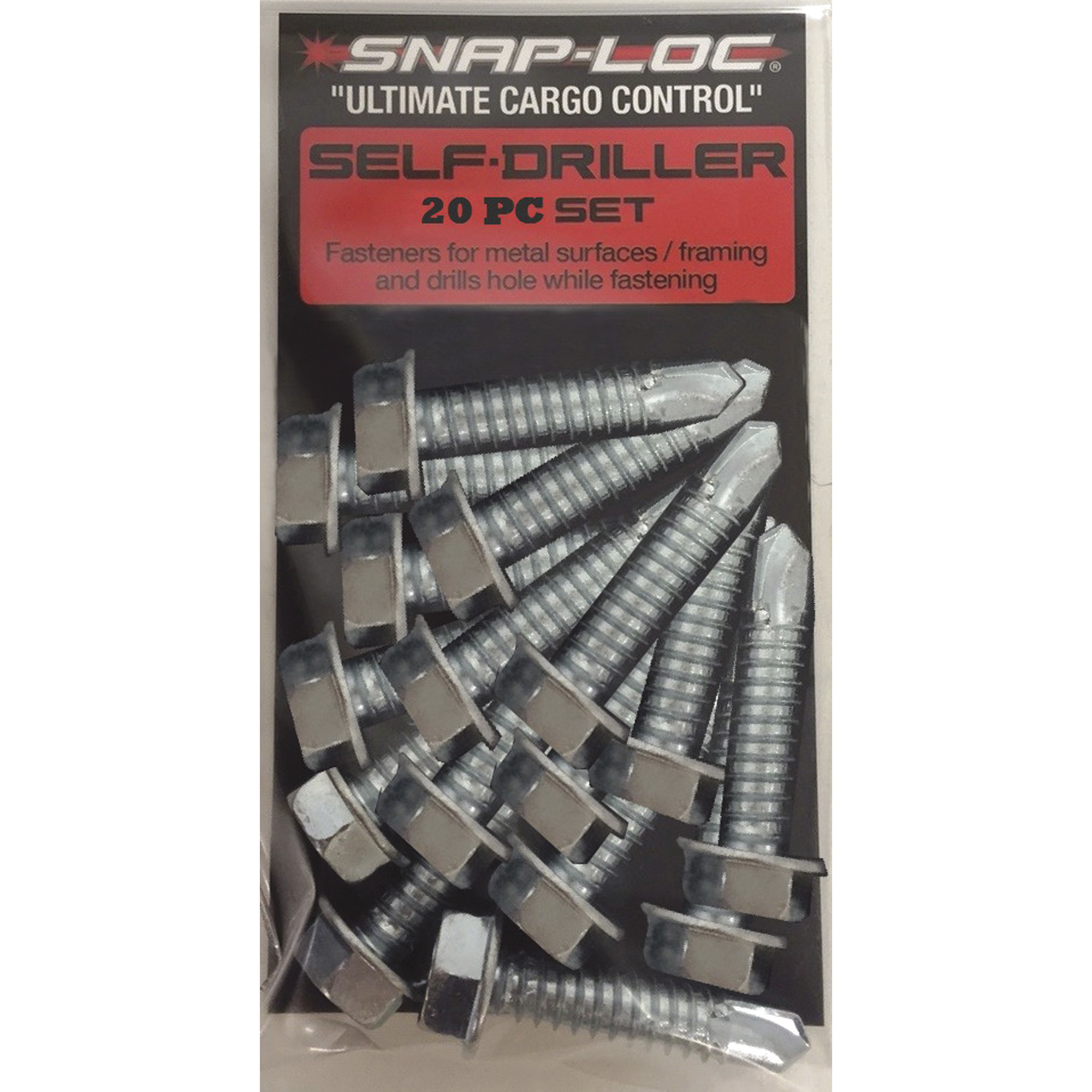 Snap-Loc E-Track Self-Drilling Screws - 1/4in. x 1 1/4in., Zinc-Plated Steel, 20 Pcs, Model# SLFETM20114